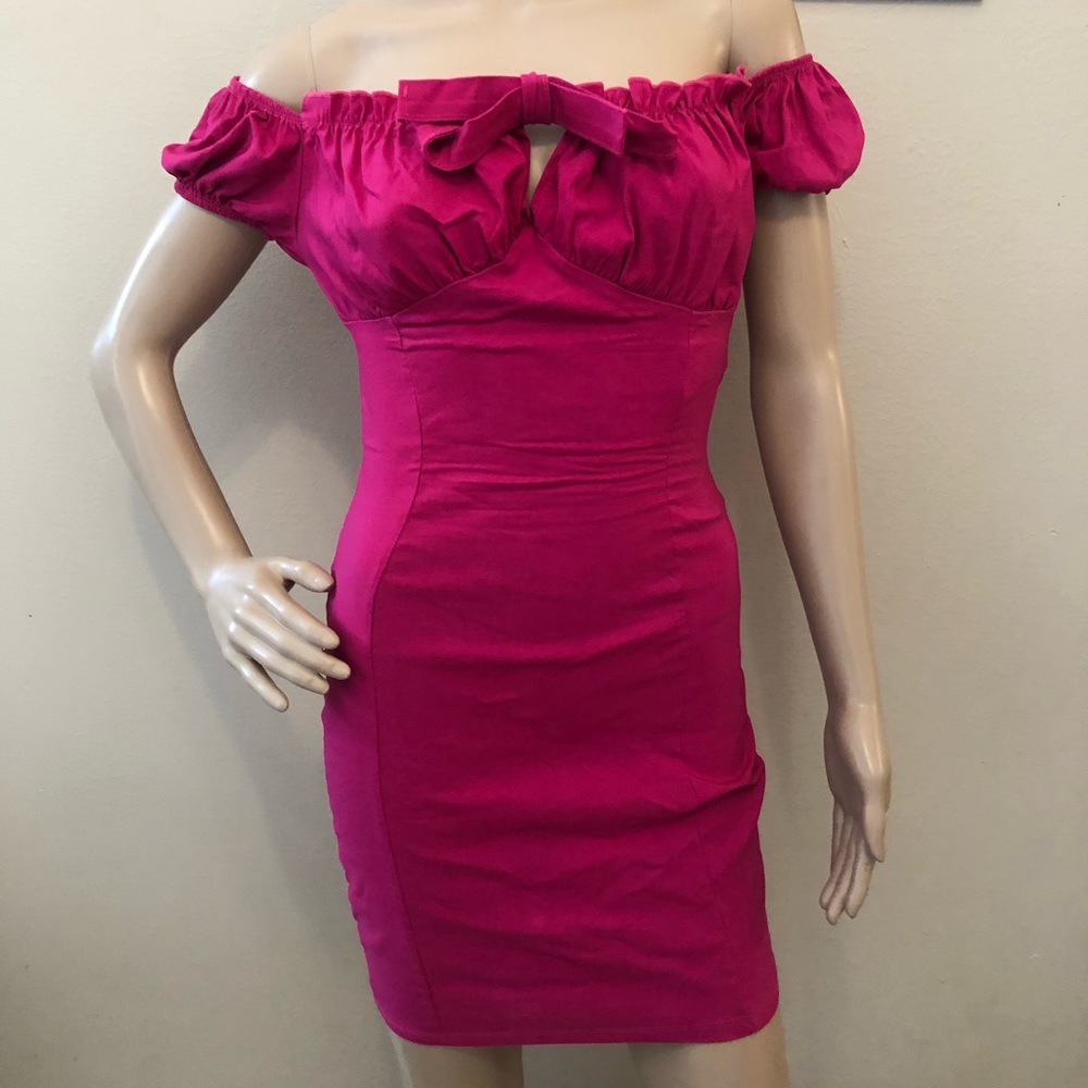 Vintage Edge Street Pink Milkmaid Puff Sleeve Dress Sz 10 Made in England